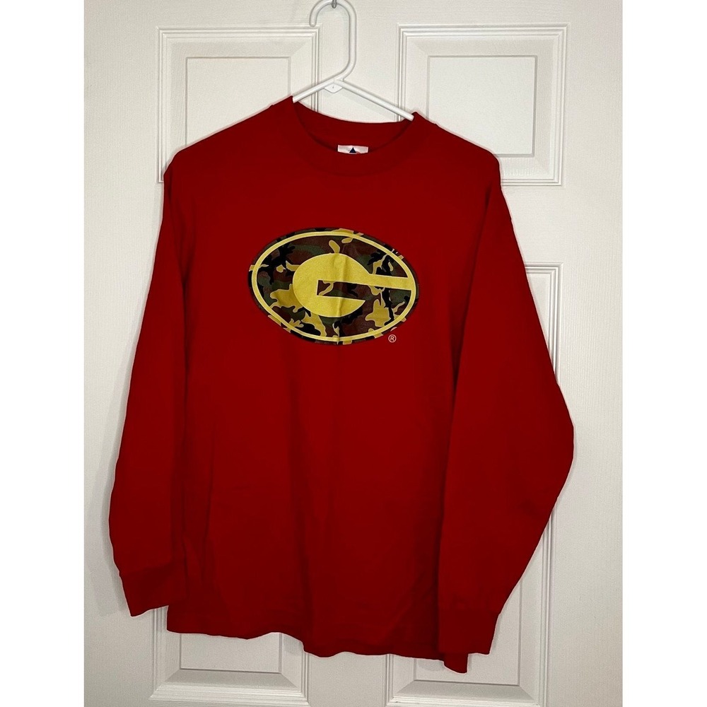Tri-Lake Georgia Bulldogs Long Sleeve Shirt Mens M Red Excellent Camo G Logo